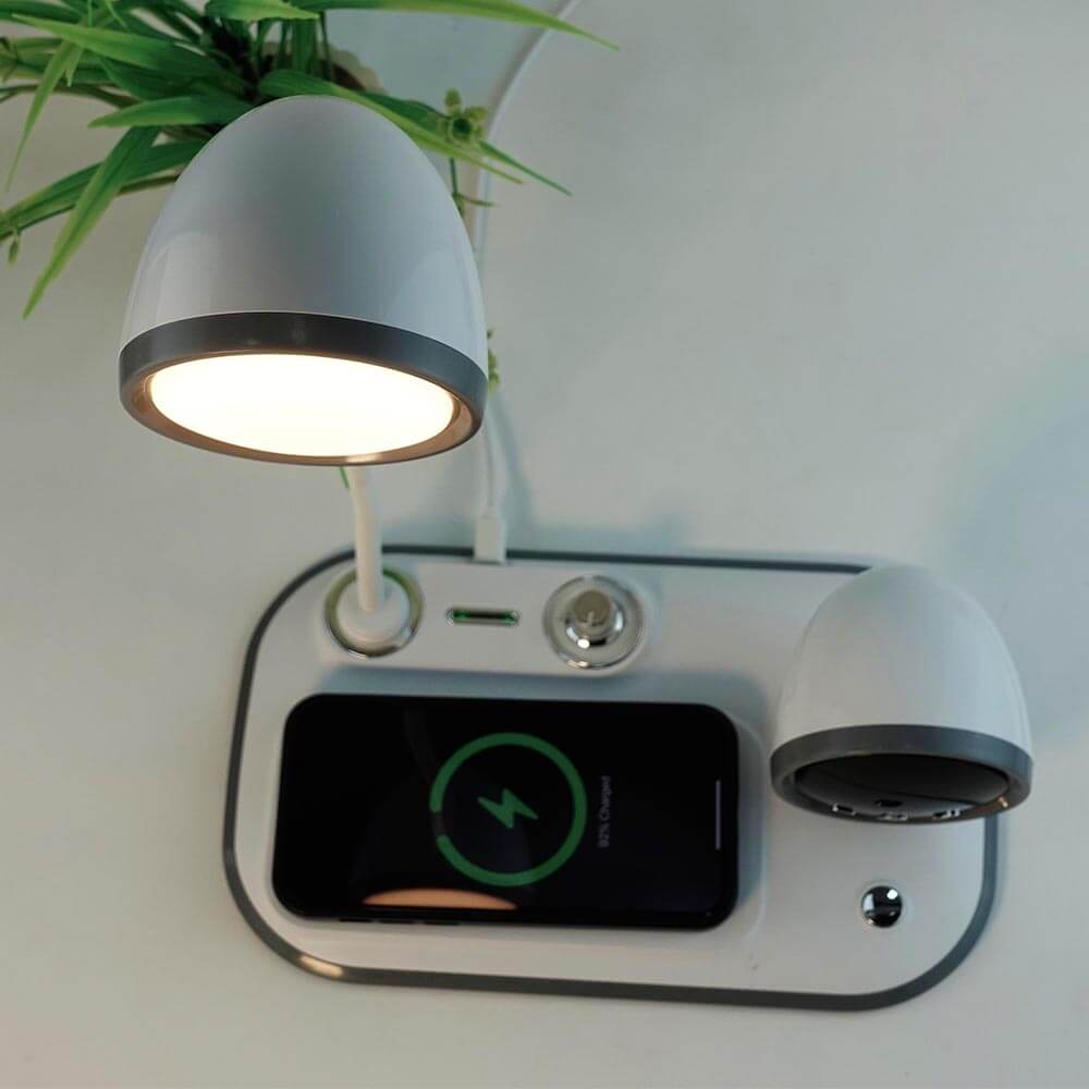 3-in-1 Wireless Charging Station with Adjustable Lamp & Alarm Clock