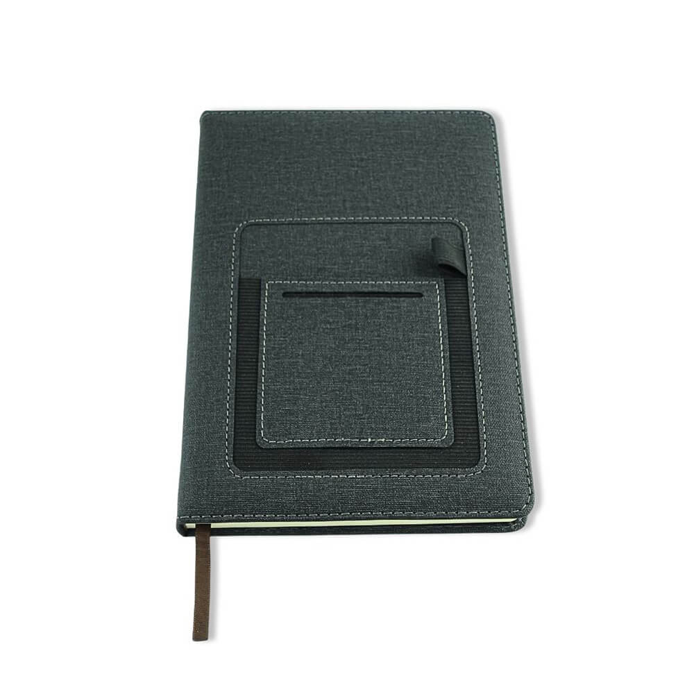 Premium Fabric Diary with Mobile Dual Pockets & Pen Holder