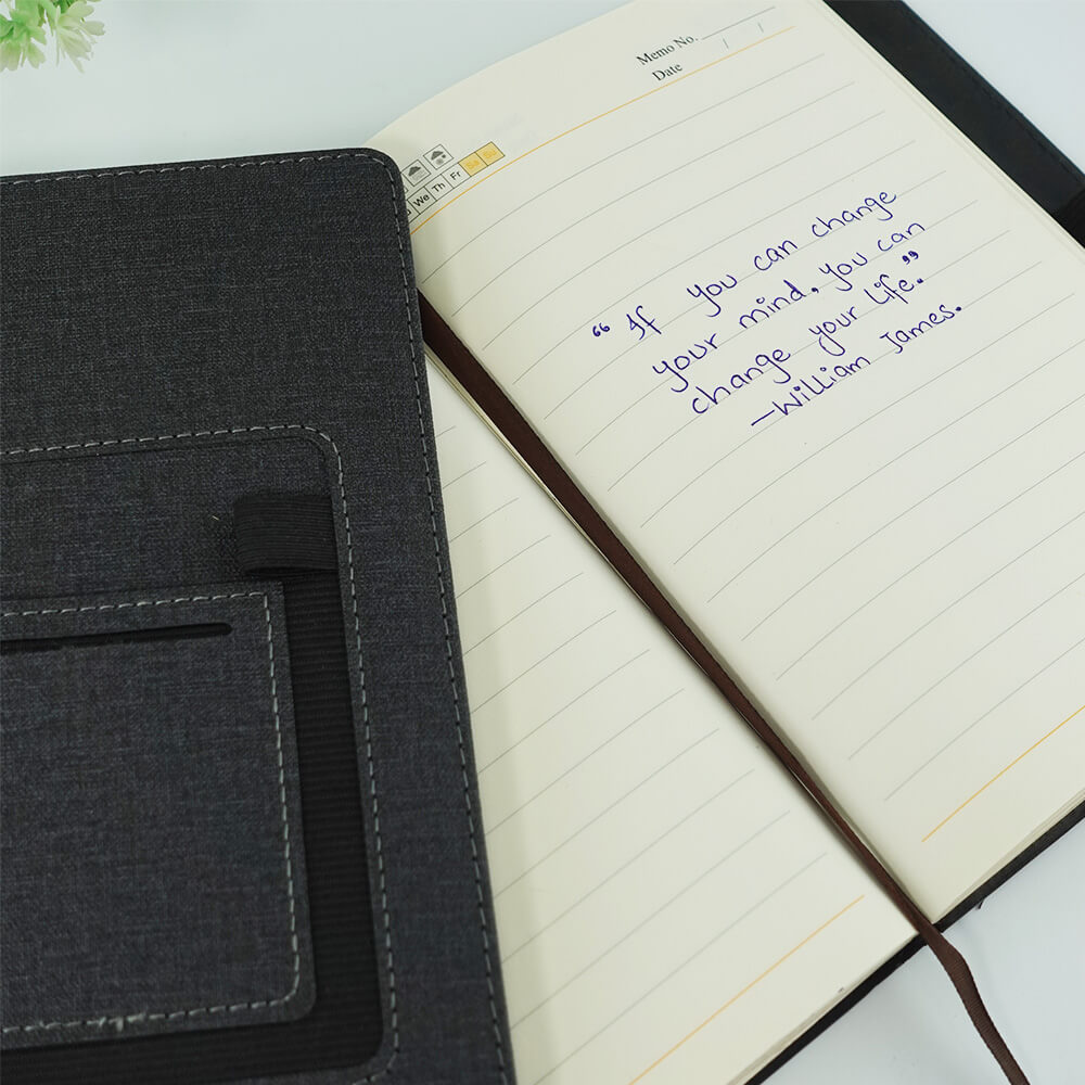 Premium Fabric Diary with Mobile Dual Pockets & Pen Holder