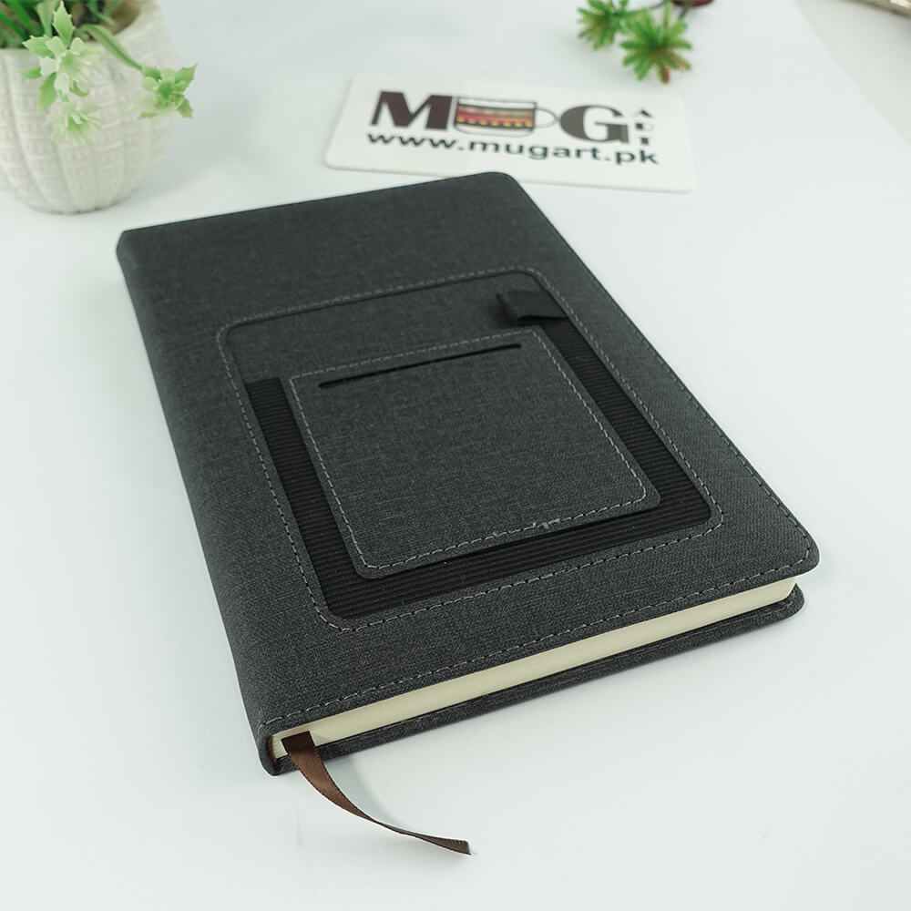 Premium Fabric Diary with Mobile Dual Pockets & Pen Holder