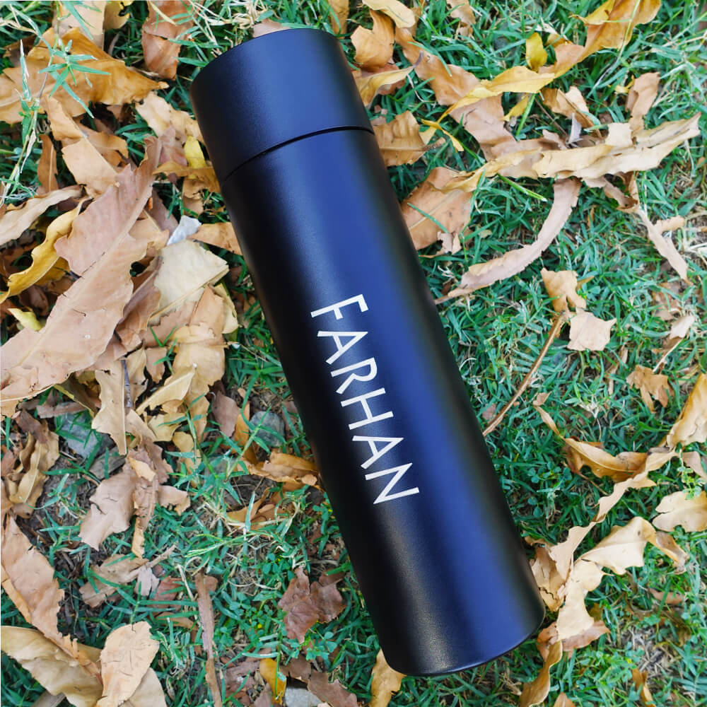 Push Lid Stainless Steel Hot & Cold Bottle Name Engraved