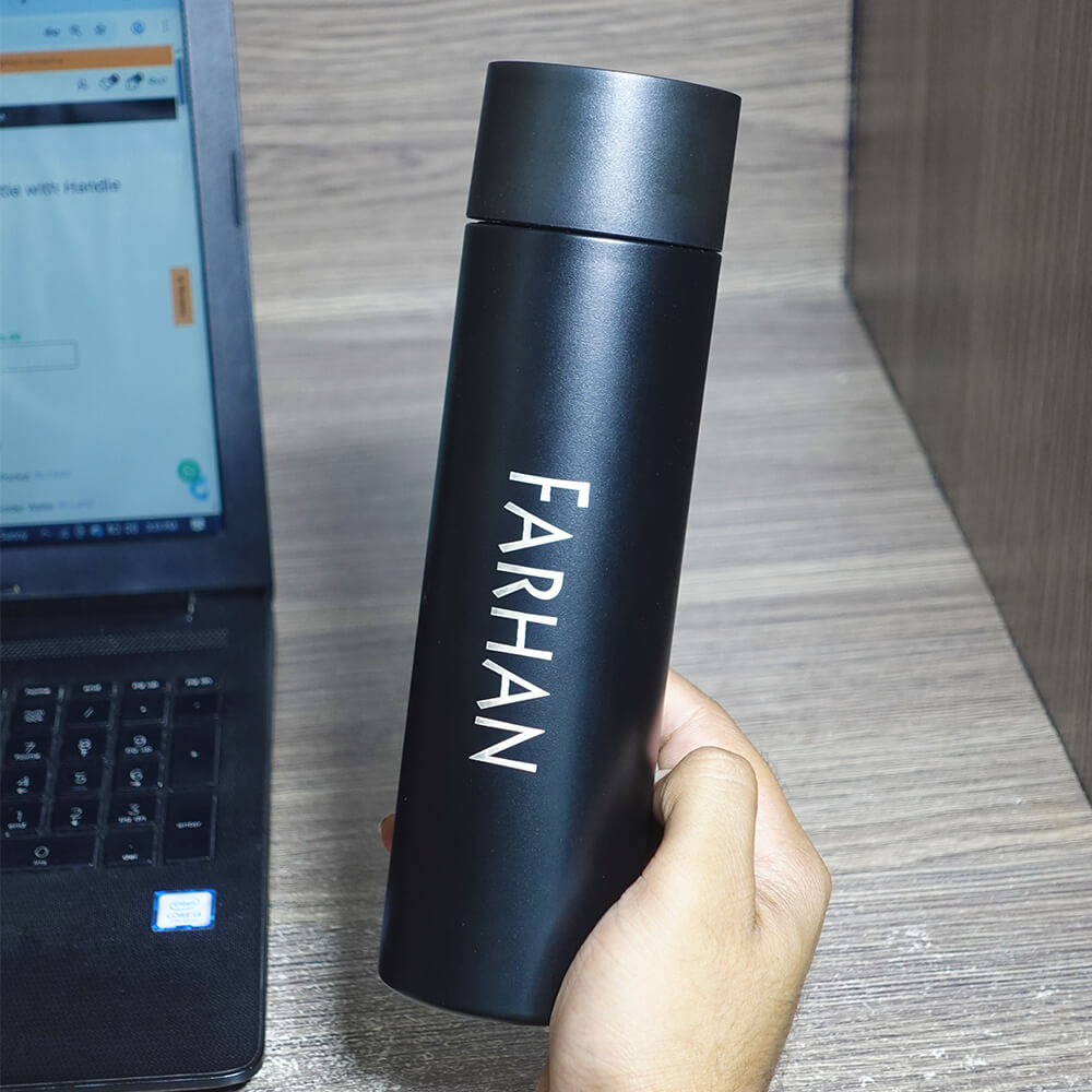 Push Lid Stainless Steel Hot & Cold Bottle Name Engraved
