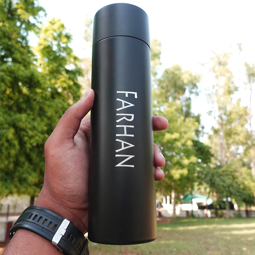 Push Lid Stainless Steel Hot & Cold Bottle Name Engraved